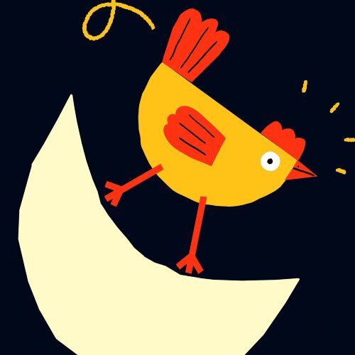 Une poule sur la lune