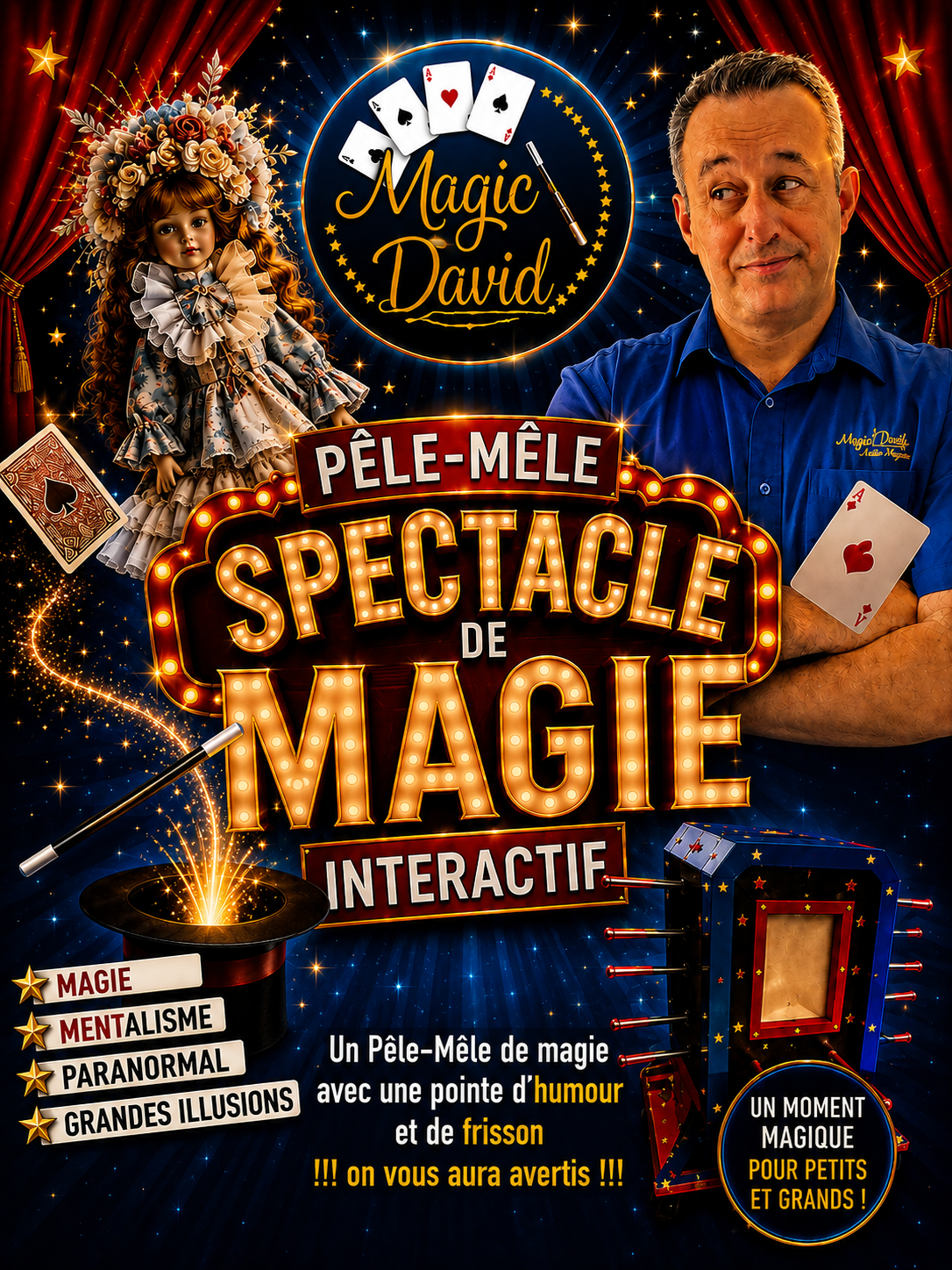 Pêle-mêle de et avec Magic David ! Magie - 1h
