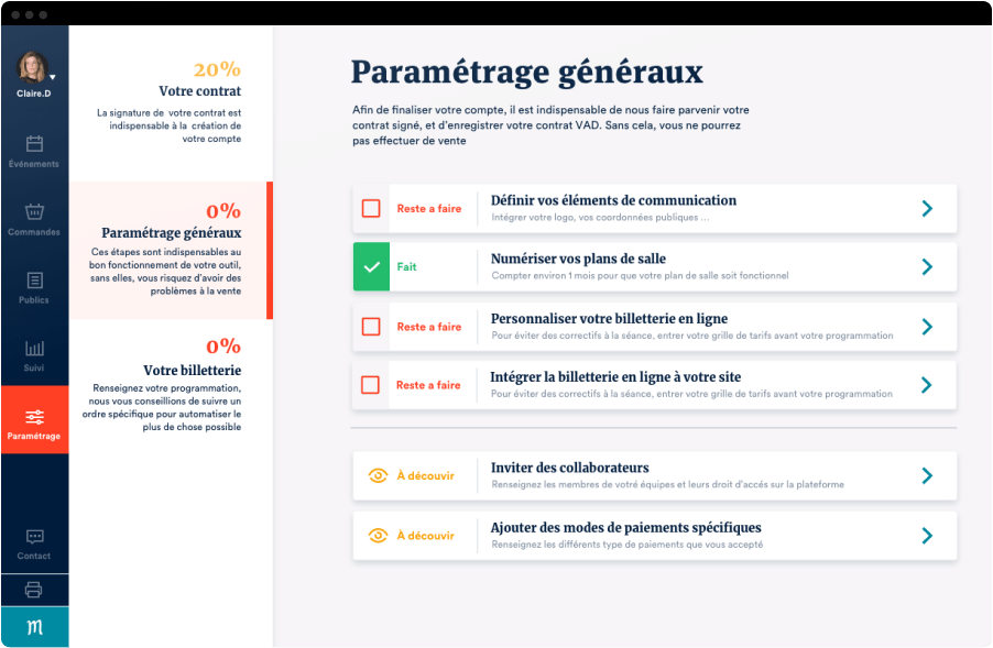 Paramétrage onboarding