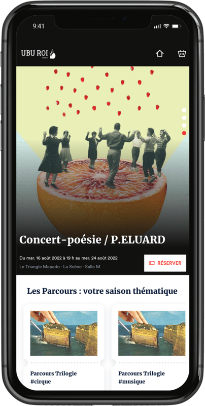 Exemple de billetterie sur un iPhone